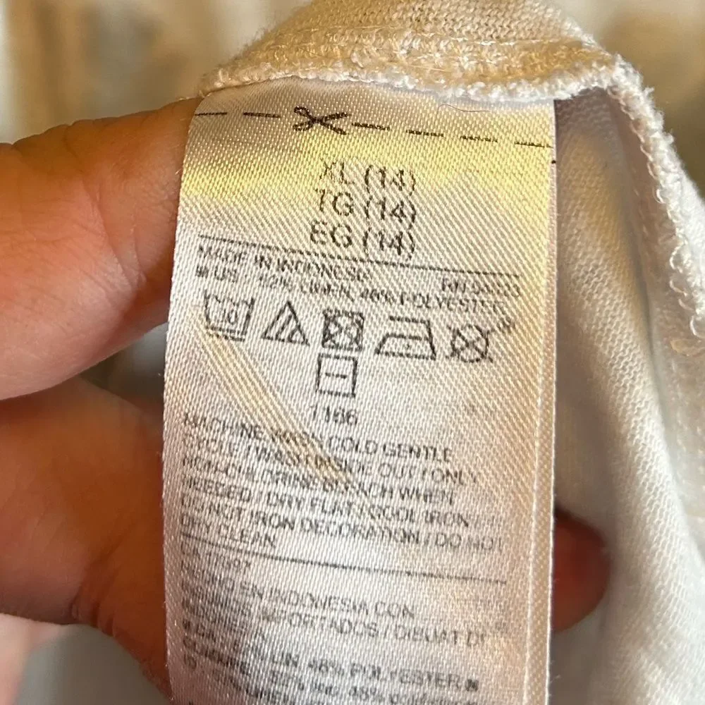5 for $25🔥Old Navy‎ White Linen Blend Football T-Shirt XL (14)